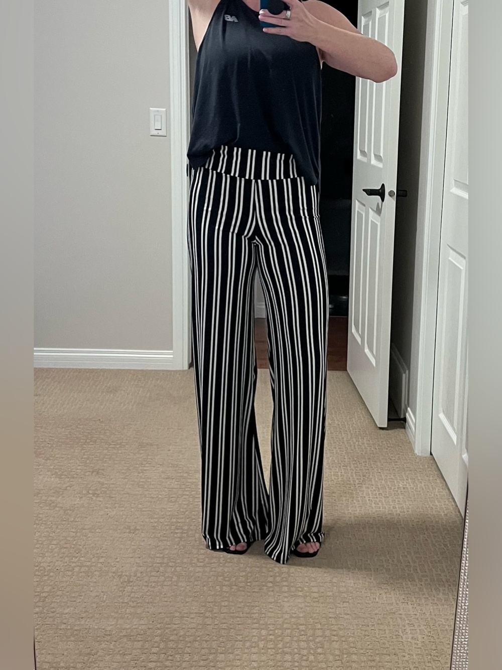 Striped Wide-Leg Women’s Palazzo pants in Black & White